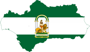 Bandera de Andalucía en el mapa