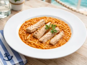 Caballa con fideos